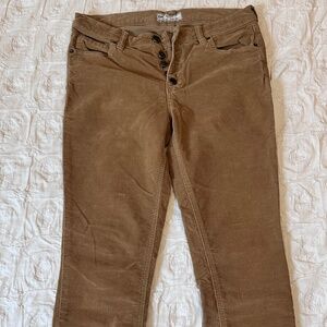 Free People women's Tan Brown corduroy button pants, slim, size 27